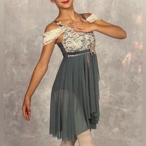 Weissman dance costume ballet sage green leotard dress